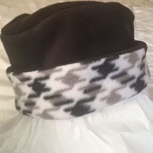 Black/Gray/White Fleece Brim Hat - Handmade